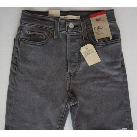 Levi's Women's Sz 00 Short / W24 L28 Gray Wedgie Straight Denim Jeans $70 - Picture 6 of 9